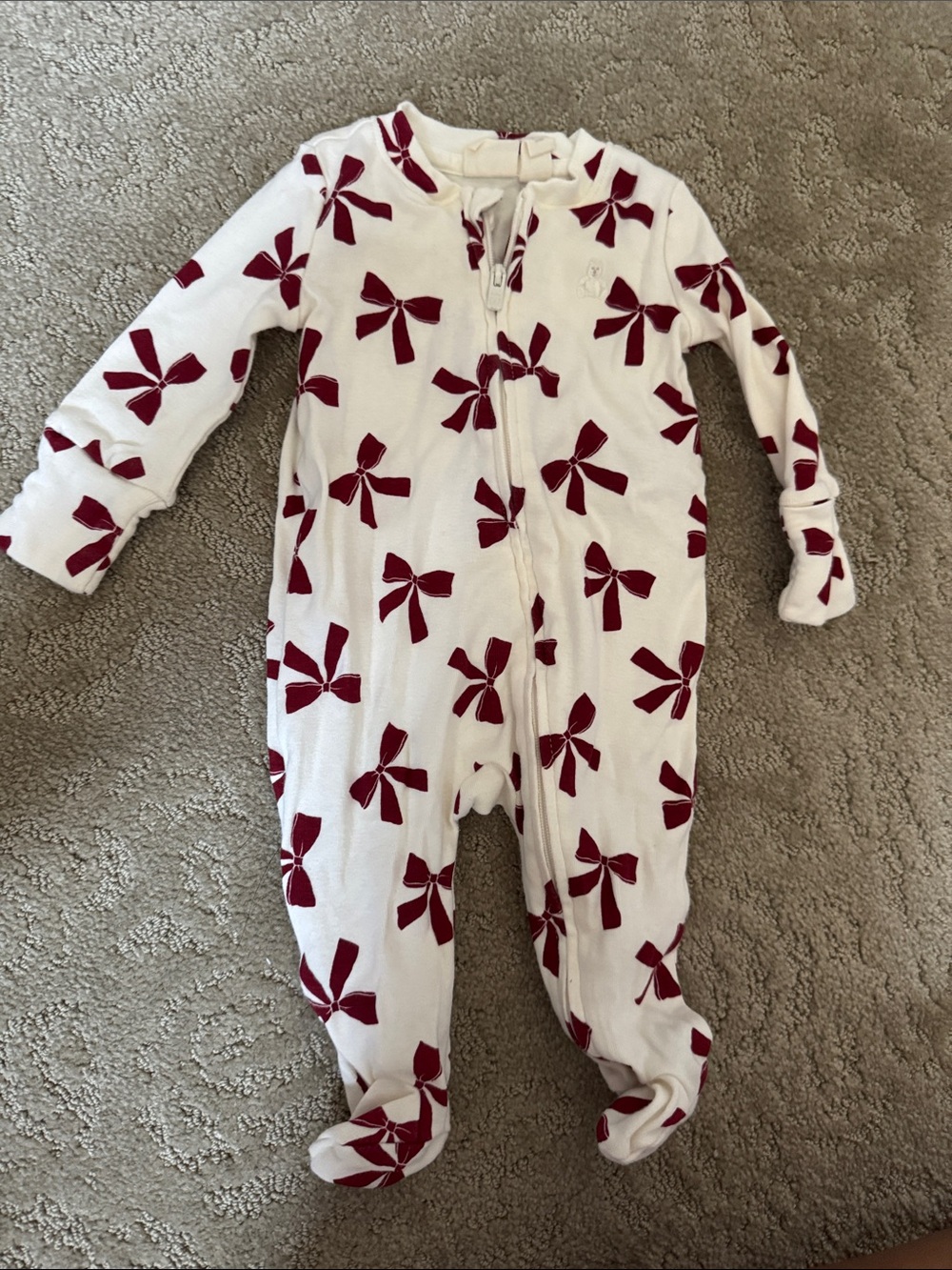 GAP White Footed One-Piece with Red Bow Print